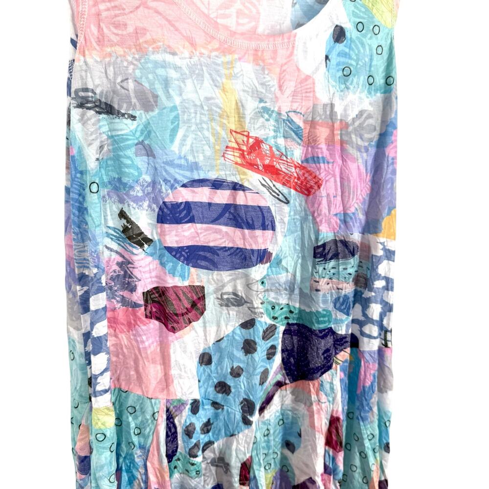 Shana Sz Small Wearable Art Pink Blue Tropical Beach Summer Tank Dress Artsy - Picture 5 of 9